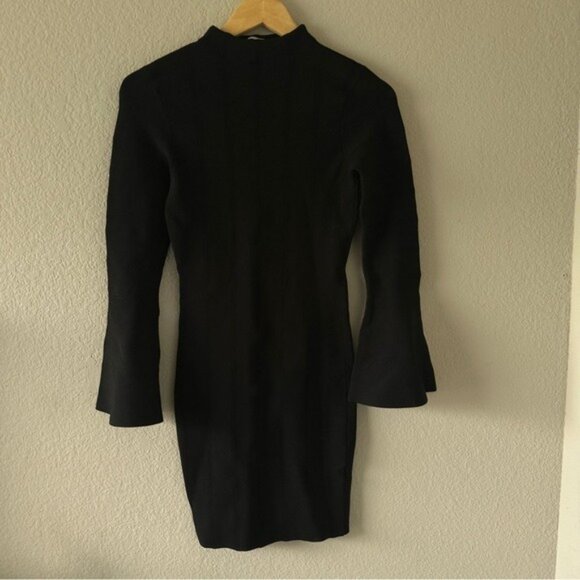 Keepsake Black Bell Sleeve Sheath Dress XS Elegant Gothic Coquette Chic - Picture 3 of 11